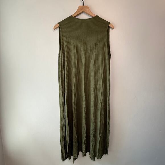 LuLaRoe Women's Sleeveless Long Kimono Top Olive Green Size Medium - Picture 6 of 6